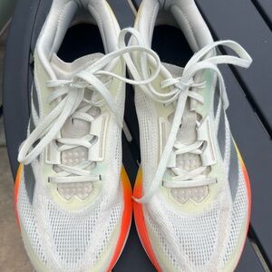 Adidas Lightstrike Women's White Mesh Running Shoes 8.5 with Neon Orange Accent